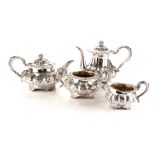 A GEORGE IV FOUR PIECE SILVER TEA SERVICE, WILLIAM HEWITT, LONDON, 1829