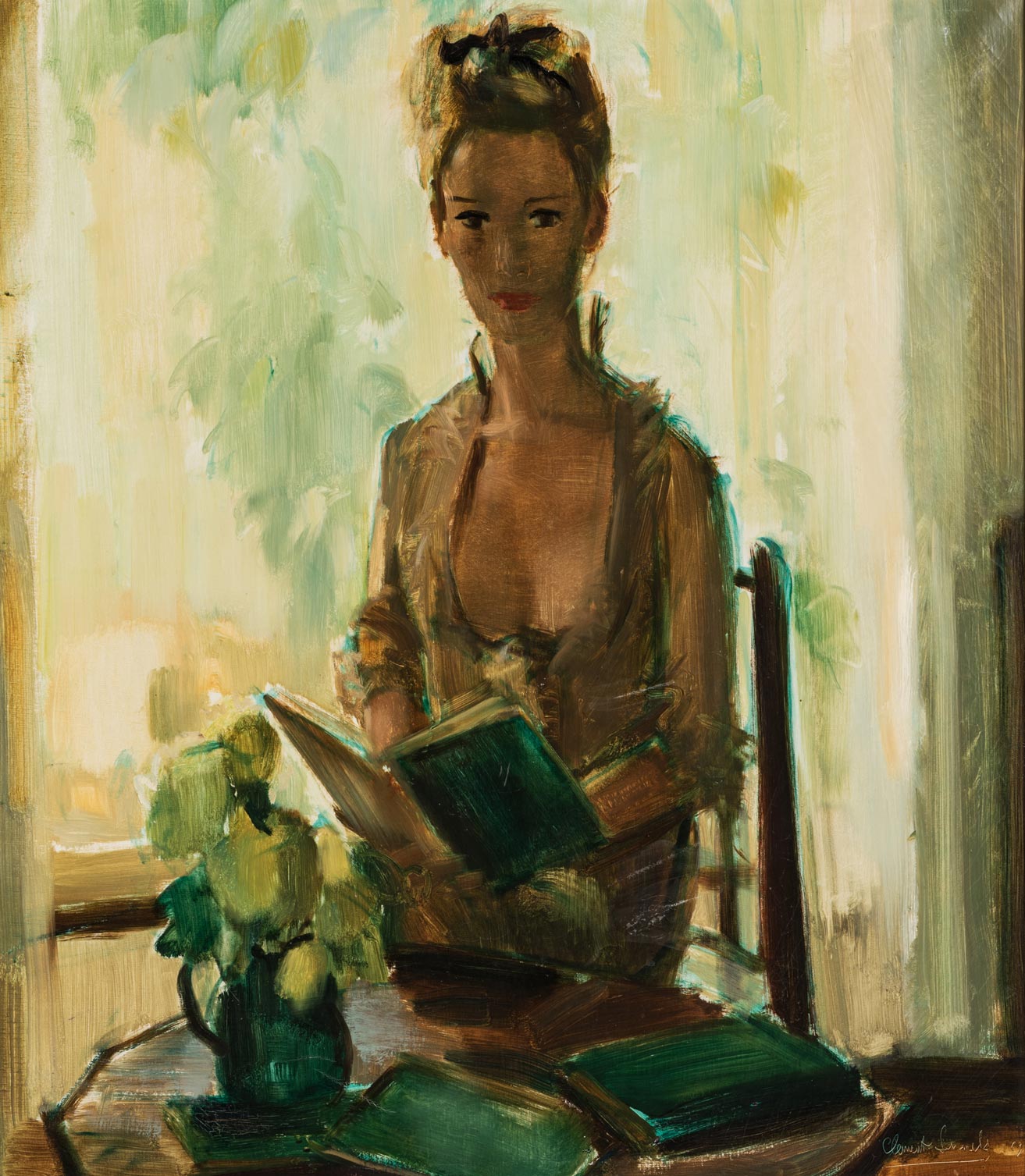 ClÃ©ment Edmond ThÃ©odore Marie Serneels (South African 1912-1991) PORTRAIT OF A WOMAN READING