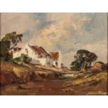 Johan (Johannes) Oldert (South African 1912-1984) COTTAGES signed oil on board 17 by 21,5cm