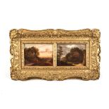 L*** Clarke ( 19th Century-) EUROPEAN LANDSCAPES, two in one frame indistinctly signed on the