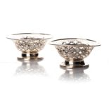 A PAIR OF SILVER BON BON DISHES, CRAFTON SILVER CO, SHEFFIELD, ENGLAND, 1920 Solid rim above a