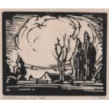 Jacob Hendrik Pierneef (South African 1886-1957) HUIS IN AAND (Nilant 54) linocut, signed, dated