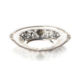 A SILVER BON BON DISH, BIRMINGHAM, 1910 Scalloped rim above a pierced floral form, with a oval inner