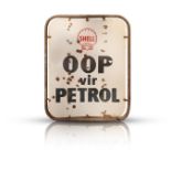 SHELL 'OOP VIR PETROL' RARE DOUBLE SIDED SIGN WITH GREAT PATINA