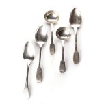 A SET OF SIX SILVER SPOONS Various makers and dates, 345g