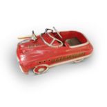 ORIGINAL AND RARE CHILDREN'S FIRETRUCK PEDAL CAR WITH WOODEN LADDER