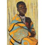 Terence John McCaw (South African 1913-1978) FINGO GIRL IN BASUTU BLANKET (sic) signed and dated 57;