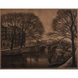 Continental School ( 19th/20th Century-) AMSTERDAM etching, signed and titled indistinctly in pencil