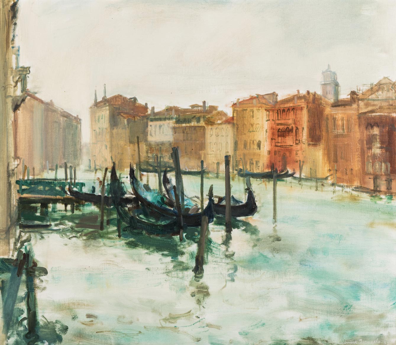 ClÃ©ment Edmond ThÃ©odore Marie Serneels (South African 1912-1991) LES GONDOLES, VENISE signed and