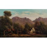 Tinus de Jongh (South African 1885-1942) TOKAI signed oil on canvas 29,5 by 48,5cm