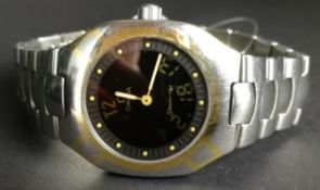 MID SIZE OMEGA SEAMASTER DIGITAL WRISTWATCH, circular digital dial with gold hands and hour markers,