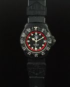 TAG HEUER PROFESSIONAL 200M, black dial with luminous hour markers, red outer track, black