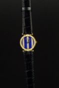 LADIES' PIAGET 18K GOLD, LAPIS LAZULI AND GOLD DIAL REF 8243 QUARTZ WRISTWATCH, circular lapis