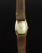 GENTLEMEN'S BULOVA VINTAGE WRISTWATCH, rounded rectangular patina dial with gold Arabic numerals and