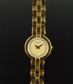 LADIES' RAYMOND WEIL GENEVE QUARTZ WRISTWATCH, ref 581, 20mm circular gold plated case, stone set