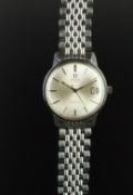 VINTAGE OMEGA GENEVE AUTOMATIC, silvered dial baton hour markers, date aperture,