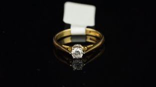 Single stone diamond ring, round brilliant cut diamond weighing an estimated 0.20ct, in an 18ct