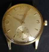 GENTLEMEN'S IWC 18K GOLD VINTAGE WRISTWATCH, circular original patina dial with cone hour markers