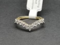 Diamond wishbone ring, set in 9ct yellow gold, ring size M, gross weight approximately 2 grams.