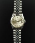 GENTLEMEN'S ROLEX OYSTER PERPETUAL DATEJUST WRISTWATCH CIRCA 1978 REF. 1601, circular silver pie pan