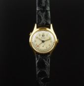 GENTLEMEN'S RONE VINTAGE GOLD PLATED CALENDAR WRISTWATCH, circular silver dial with multiple outer