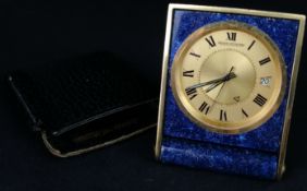 JAEGER-LE-COULTRE TRAVEL ALARM CLOCK, made for and retailed by Cartier, manual wind, memovox