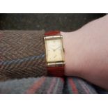 GENTLEMEN'S VACHERON & CONSTANTIN 14K GOLD VINTAGE WRISTWATCH REF. 31527, rectangular gold dial with