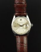 GENTLEMEN'S ROLEX DATEJUST REF. 1601 CIRCA 1966, AUTOMATIC WRISTWATCH, circular silver pie-pan