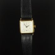 RARE GENTLEMEN'S OMEGA 18K GOLD GUILLOCHE DIAL VINTAGE WRISTWATCH, rare square off white guilloche