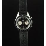 RARE GENTLEMEN'S HEUER AUTAVIA 3RD EDITION CHRONOGRAPH WRISTWATCH CIRCA 1968, circular black twin