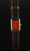 LADIES' MUST DE CARTIER TANK, STERLING SILVER WITH GOLD PLATE, MANUALLY WOUND VINTAGE WRISTWATCH,