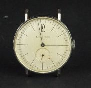 GENTLEMEN'S LONGINES MANUAL WIND WATCH, 34mm circular steel case, silver coloured dial, second-