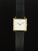 GENTLEMEN'S AUDEMARS PIGUET 18CT GOLD DRESS WRISTWATCH, square off white dial with thin black hour