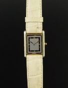 LADIES' MUST DE CARTIER TANK, SILVER CASE WITH GOLD PLATE, REF. 37750, QUARTZ WRISTWATCH,