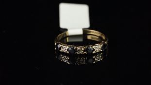 Sapphire and diamond half eternity ring, mounted in 9ct yellow gold, finger size M1/2, gross