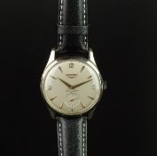 GENTLEMEN'S LONGINES FLAGSHIP OVERSIZE WRISTWATCH, circular brushed dial with rose gold faceted