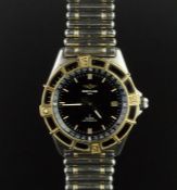 GENTLEMEN'S BREITLING J CLASS AUTOMATIC WRISTWATCH, circular gloss black dial with gold hour markers