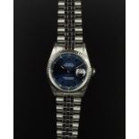 GENTLEMEN'S ROLEX DATEJUST BLUE DIAL, REF. 16234, CIRCA. 1999, AUTOMATIC WRISTWATCH, circular blue