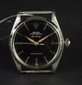 GENTLEMEN'S ROLEX OYSTER PERPETUAL AIR KING WRISTWATCH REF. 5500, circular black gloss dial with