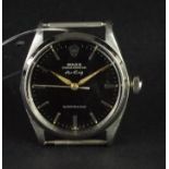 GENTLEMEN'S ROLEX OYSTER PERPETUAL AIR KING WRISTWATCH REF. 5500, circular black gloss dial with