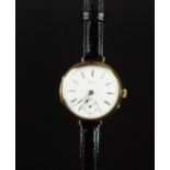 RARE GENTLEMEN'S LONGINES 9K GOLD TRENCH WATCH CIRCA 1930s, circular white dial with black roman