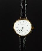 RARE GENTLEMEN'S LONGINES 9K GOLD TRENCH WATCH CIRCA 1930s, circular white dial with black roman