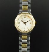 LADIES' BI-COLOUR BAUME & MERCIER RIVIERA QUARTZ WRISTWATCH, ref 4488200, 28mm twelve sided case,