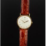 GENTLEMEN'S MOVADO VINTAGE 18K ROSE GOLD DRESS WATCH, circular off white dial with triangular