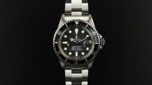 GENTLEMEN'S ROLEX SUBMARINER REF. 1680 WRISTWATCH, circular black dial with cream dot hour markers