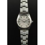 GENTLEMEN'S ROLEX OYSTER PERPETUAL AIR-KING REF. 5500, circular silver dial with baton hour