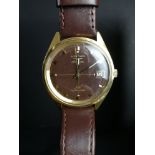GENTLEMEN'S LONGINES ULTRA CHRON AUTOMATIC WRISTWATCH, circular brown dial with hair lines,