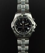 GENTLEMEN'S TAG HEUER CHRONOGRAPH WRISTWATCH REF. CN1110, circular black triple register dial with