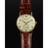 GENTLEMEN'S IWC 14K GOLD DRESS WATCH, CAL. 61, CIRCA 1940S, MANUALLY WOUND VINTAGE WRISTWATCH,