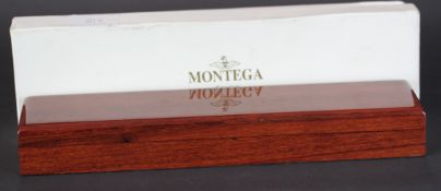 MONTEGA GENEVE VINTAGE RECTANGULAR WOODEN WATCH OR BRACELET BOX, COMES WITH OUTER BOX AND SOFT
